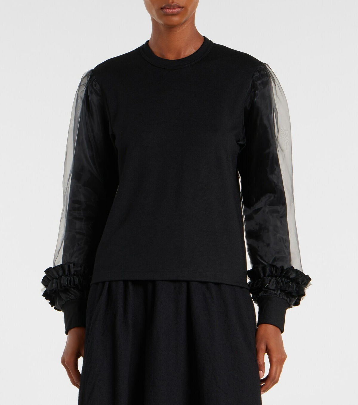Noir Kei Ninomiya Tulle-trimmed wool sweater