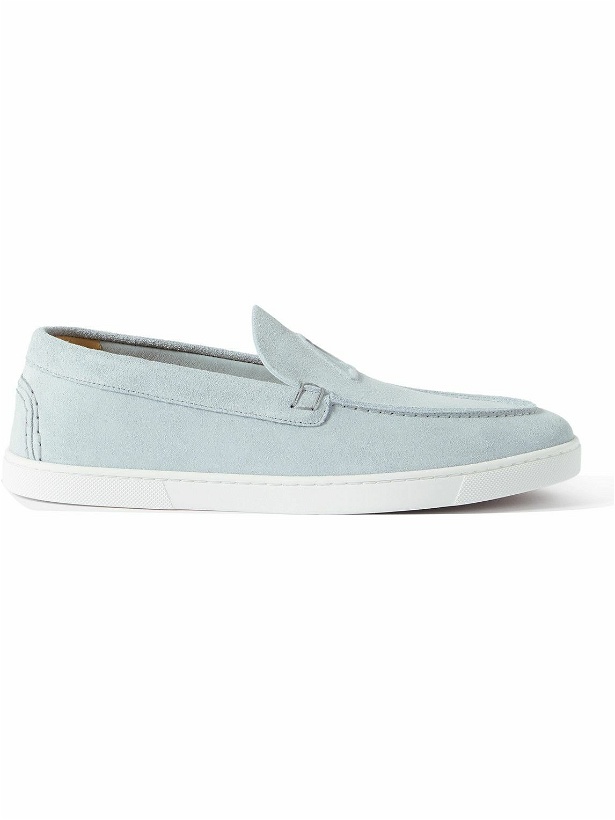Photo: Christian Louboutin - Varsiboat Logo-Embossed Suede Loafers - Blue