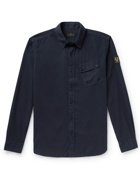 Belstaff - Pitch Logo-Appliquéd Garment-Dyed Cotton-Twill Shirt - Blue