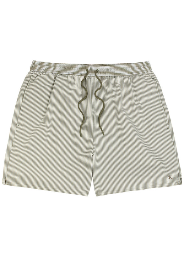 Photo: Calvin Klein Logo-embroidered Striped Seersucker Swim Shorts Green