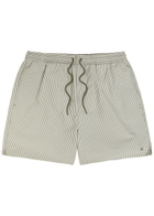 Calvin Klein Logo-embroidered Striped Seersucker Swim Shorts Green