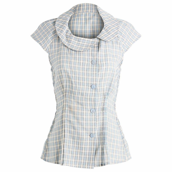 Photo: Peachy Den Women's Missy Asymmetric Stretch Blouse Presented by END. in Check
