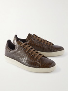 TOM FORD - Warwick Croc-Effect Leather Sneakers - Brown
