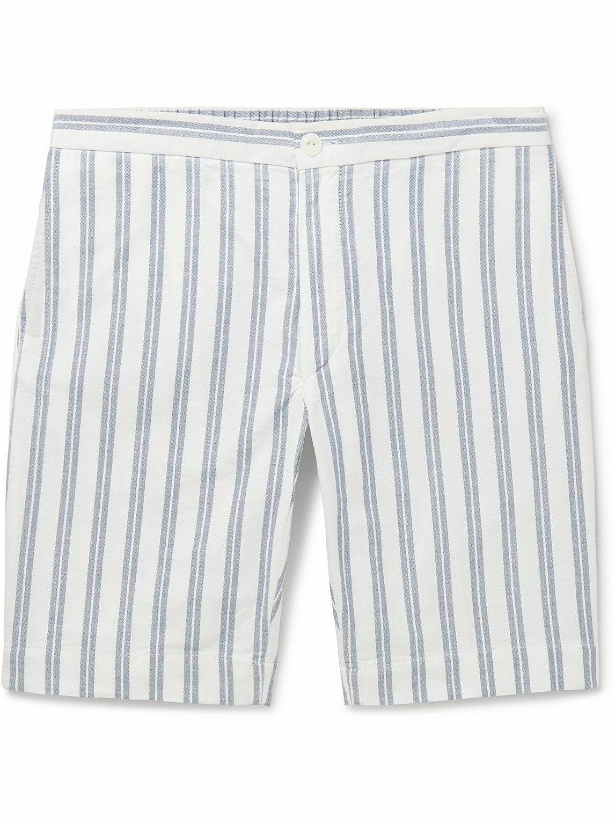 Photo: Incotex - Glanshirt Straight-Leg Striped Cotton Oxford Shorts - Blue