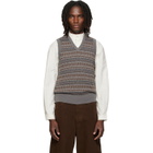 LEMAIRE Gray V-Neck Jacquard Sweater Vest