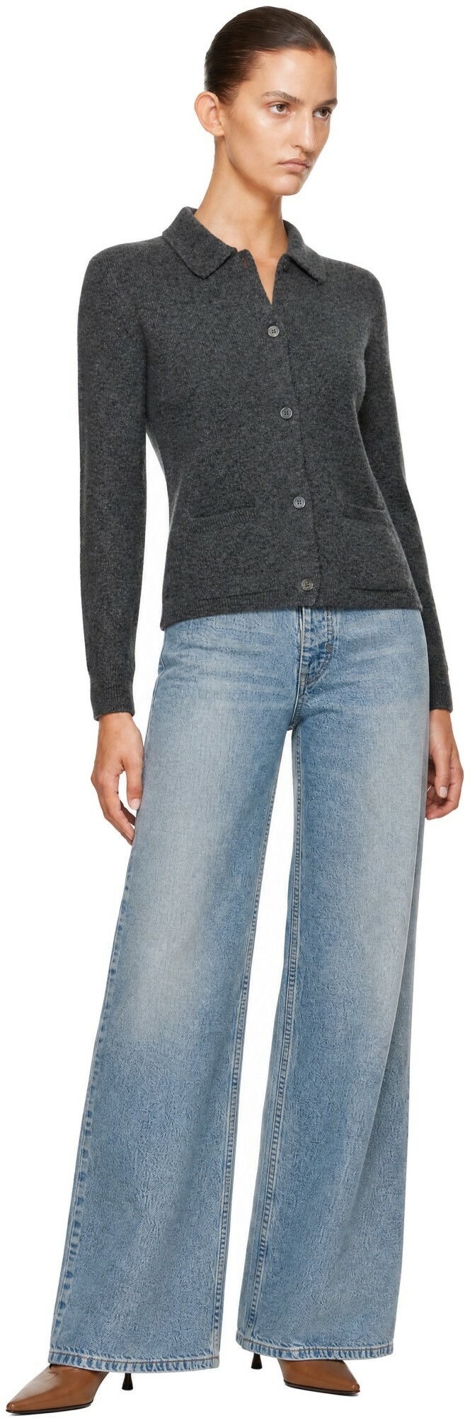 &Daughter Gray Cora Collared Cardigan
