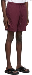 Dries Van Noten Burgundy Cotton Jersey Shorts