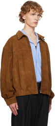 LE17SEPTEMBRE Brown Suede Zip Blouson Leather Jacket