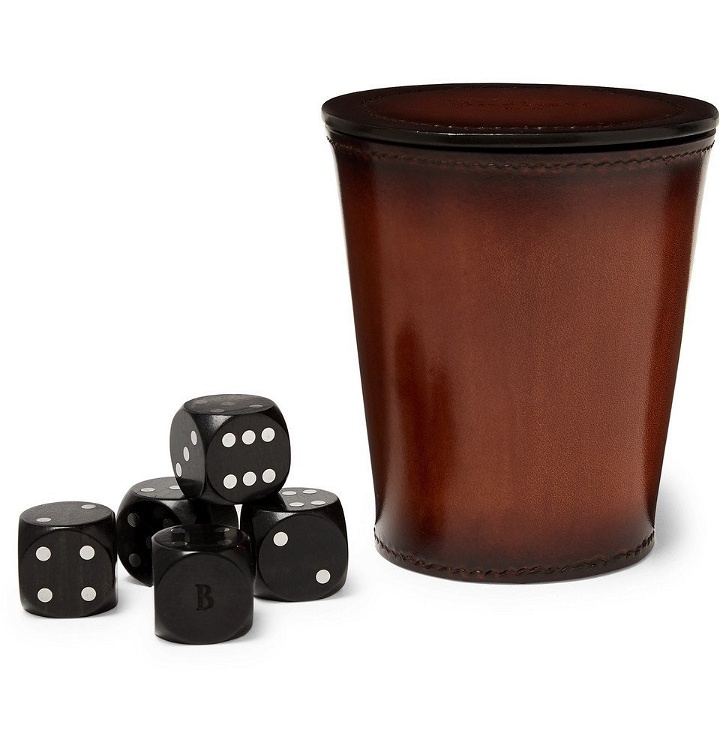 Photo: Berluti - Ebony Dice and Leather Cup Set - Men - Brown