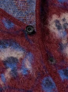 Beams Plus - Floral-Jacquard Knitted Cardigan - Purple