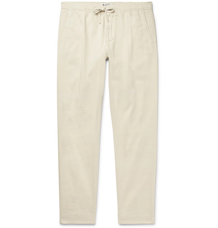 Photo: NN07 - Domenico Tapered Pleated Cotton-Blend Twill Drawstring Trousers - Ecru