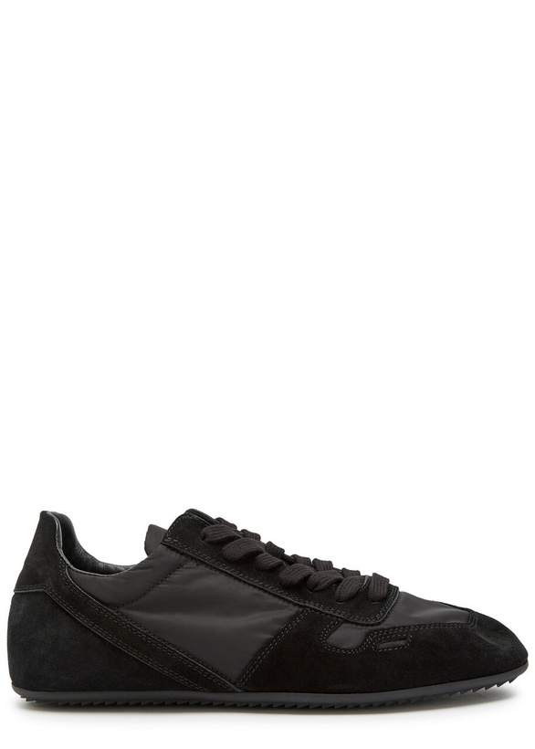 Photo: Rick Owens Minimal Panelled Suede and Nylon Sneakers Black