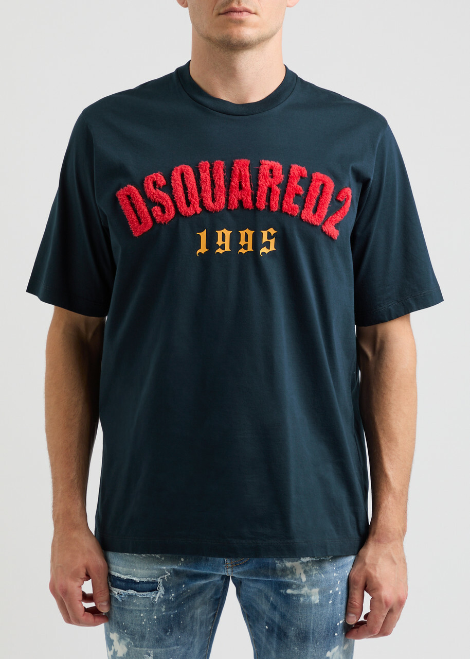 DSQUARED2 Logo-appliquéd Cotton T-shirt Navy Dsquared2