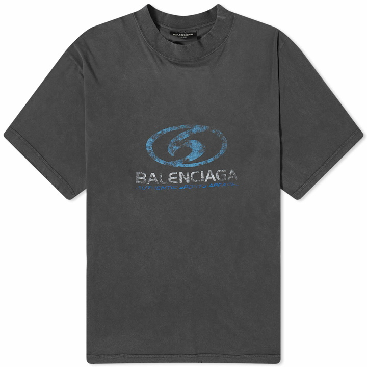 Photo: Balenciaga Men's Surf Logo T-Shirt in Faded Black/Blue