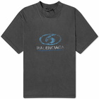 Balenciaga Men's Surf Logo T-Shirt in Faded Black/Blue