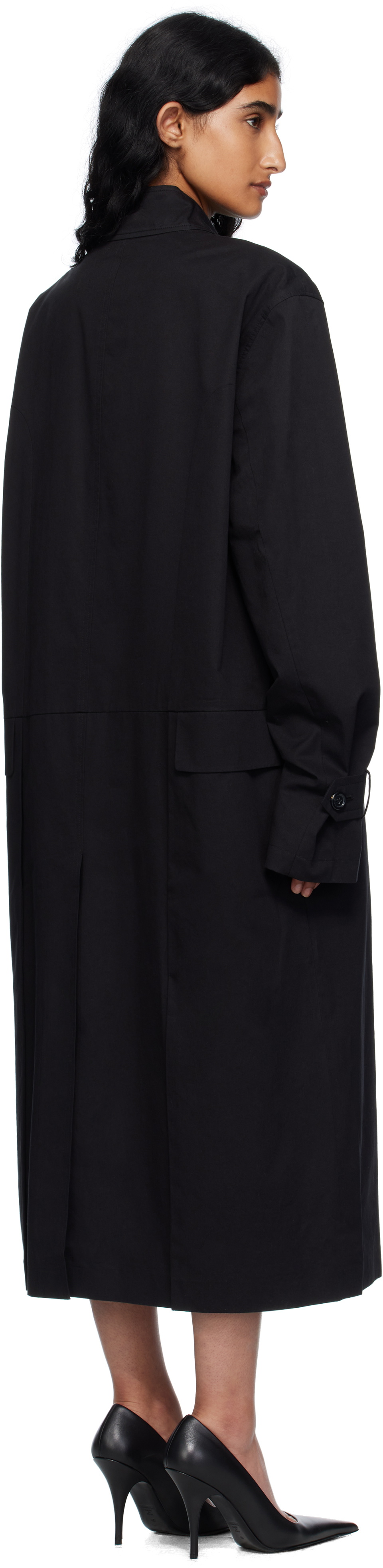 Pushbutton Black Front Cropped Coat