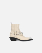 Pinko Texan Style Ankle Boots With Metal Toe Yoghurt