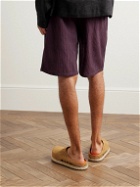 SMR Days - Mastella Straight-Leg Embroidered Cotton Shorts - Purple