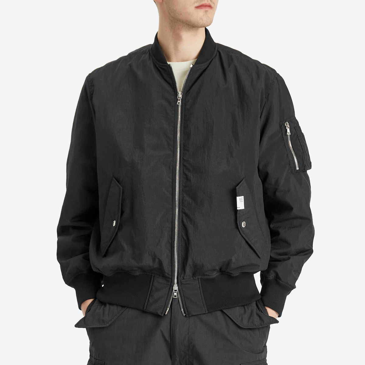 Uniform Experiment Men's Crystal Nylon Flight Jacket in Black