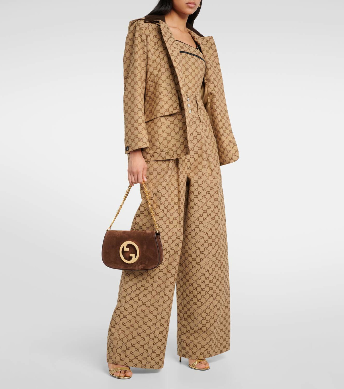 Gucci GG cotton-blend canvas wide-leg pants Gucci display picture 1