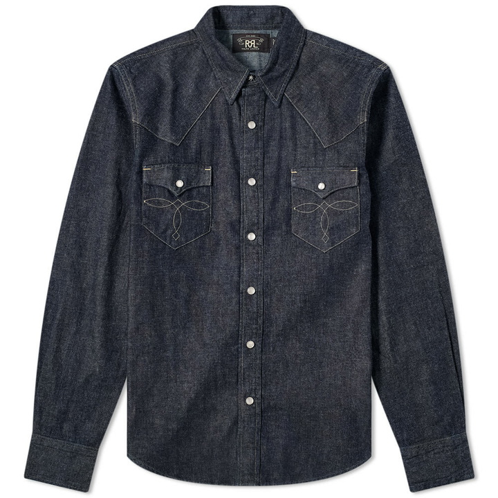 Photo: RRL Men's Buffalo Western Shirt in Rinse Wash