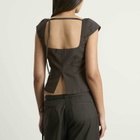 ST. Agni Women's Wool Cap Sleeve Top in Umber