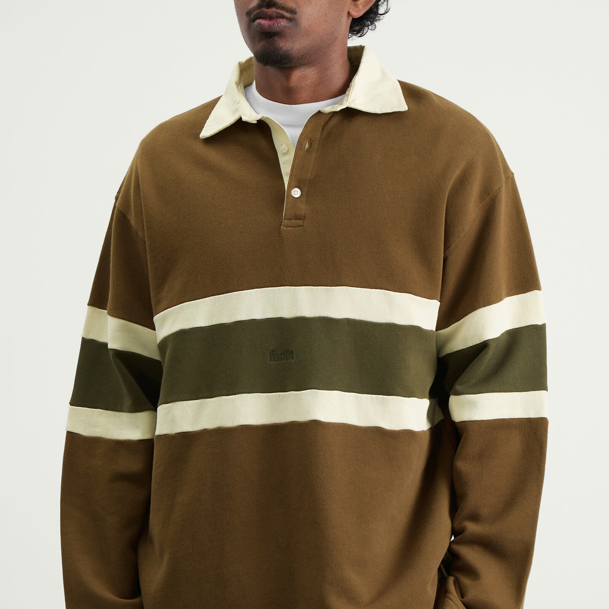 Foret Men's Match Rugby Sweatshirt in Earth/Pine