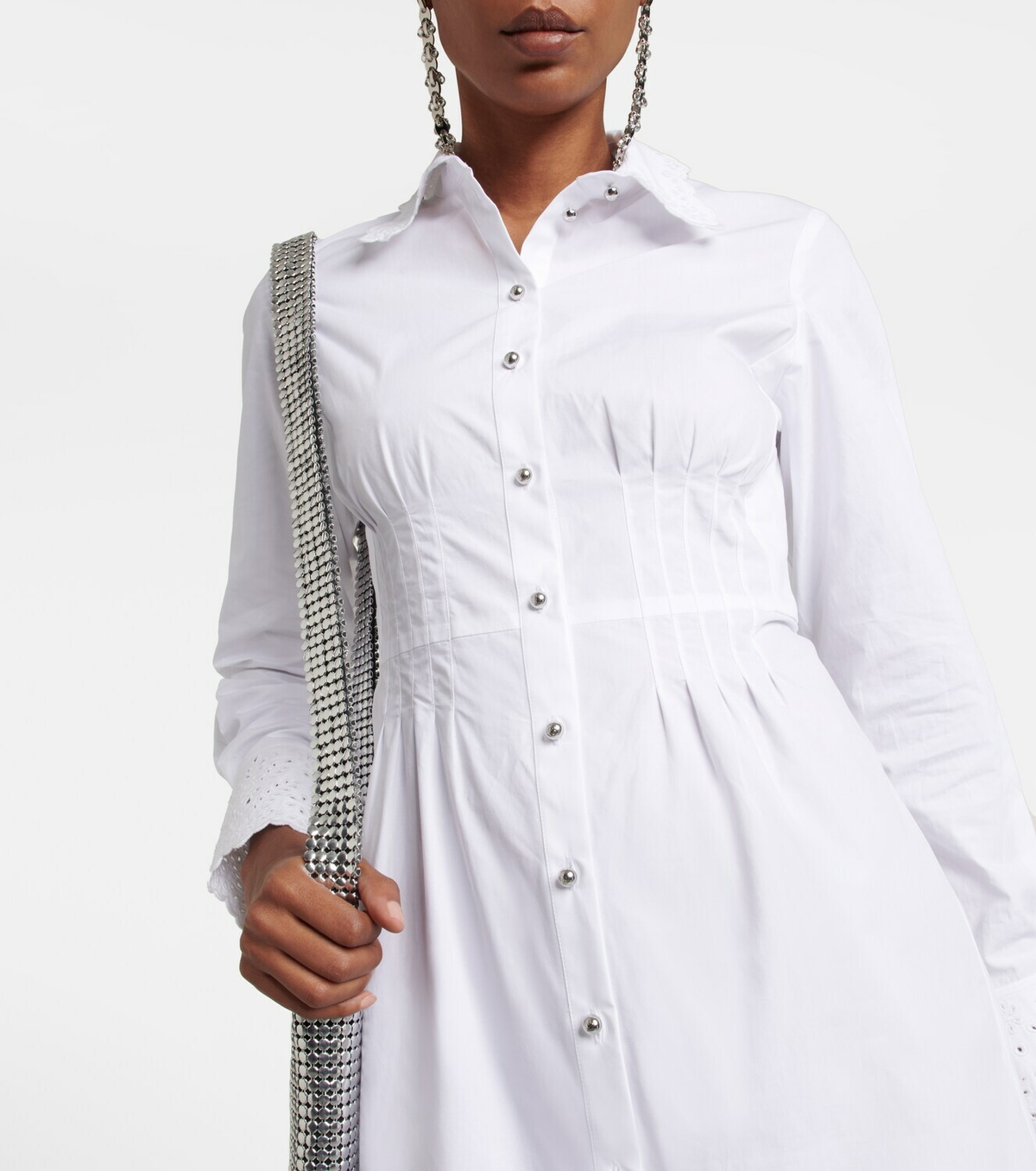Paco Rabanne - Broderie anglaise cotton shirt dress