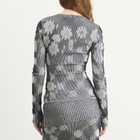 Paolina Russo Women's Illusion Knit Fitted Long Sleeve Top in Black/White