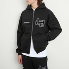 ANNIE HOOD Men's College Zip Hoodie in Black/Black