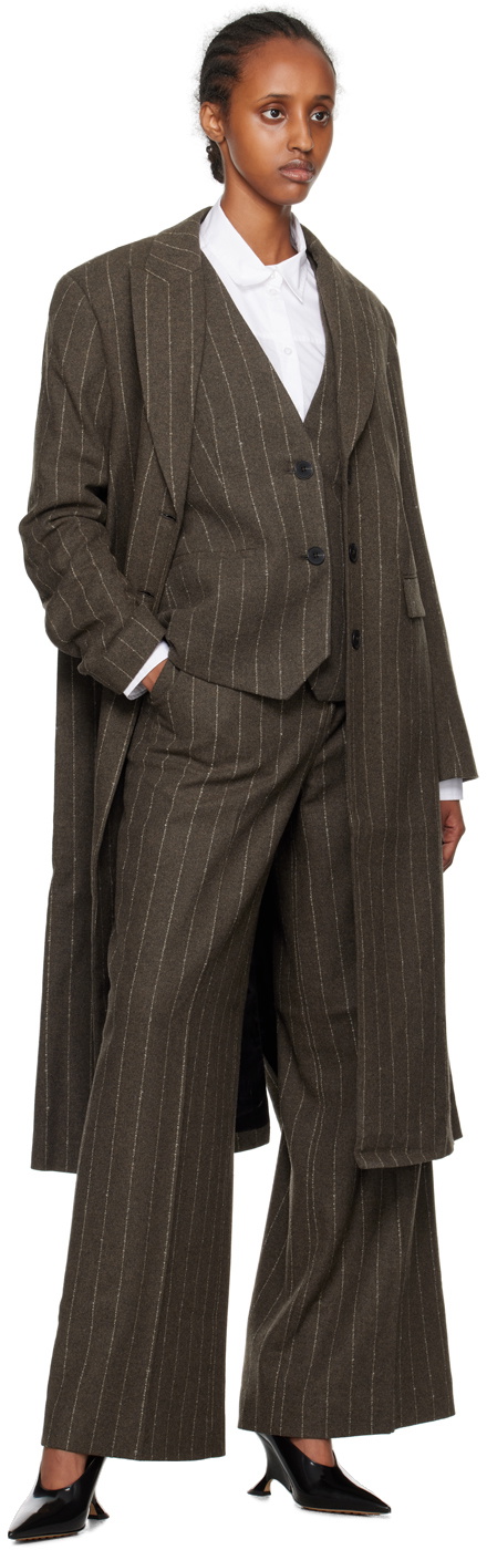 REMAIN Birger Christensen Brown Pinstripe Coat