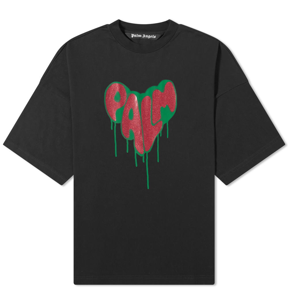 palm angels Pink Spray Heart t shirt men