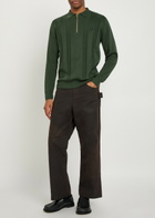 Fred Perry Logo-embroidered Fine-knit Cotton Jumper Dark Green
