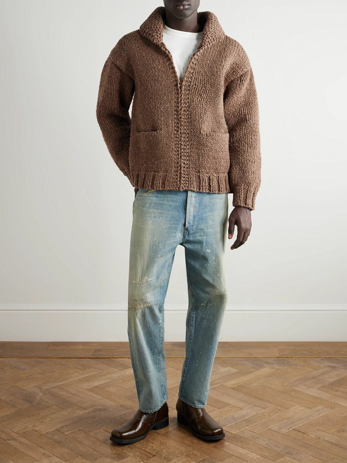 Visvim - Shawl-Collar Wool and Cashmere-Blend Cardigan - Brown