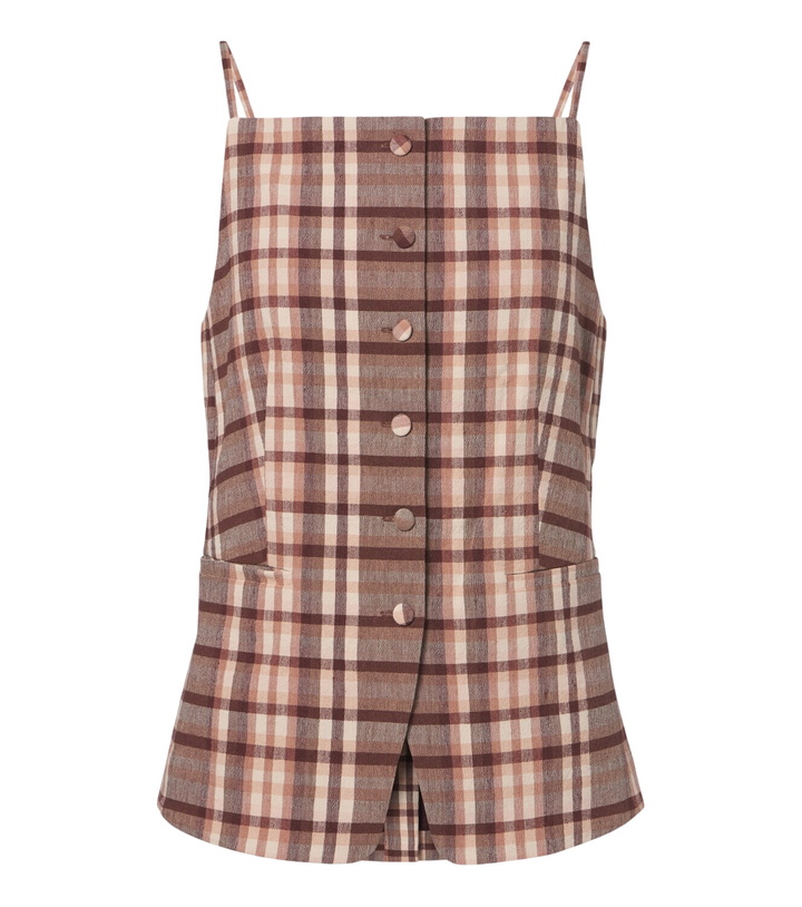 Photo: Staud Una plaid linen-blend top