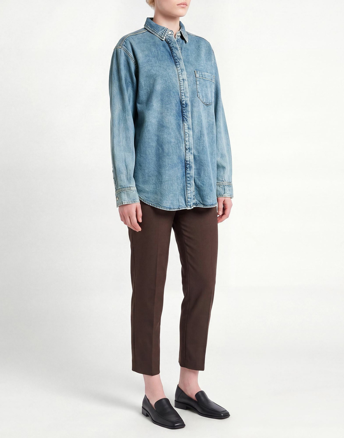 Good American Womens Denim shirt in Blue
