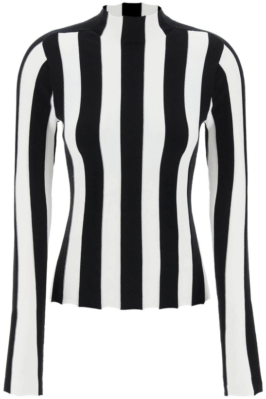 Photo: INTERIOR ridley striped funnel-neck sweater White