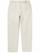 Incotex - Straight-Leg Belted Cotton and Linen-Blend Trousers - Neutrals