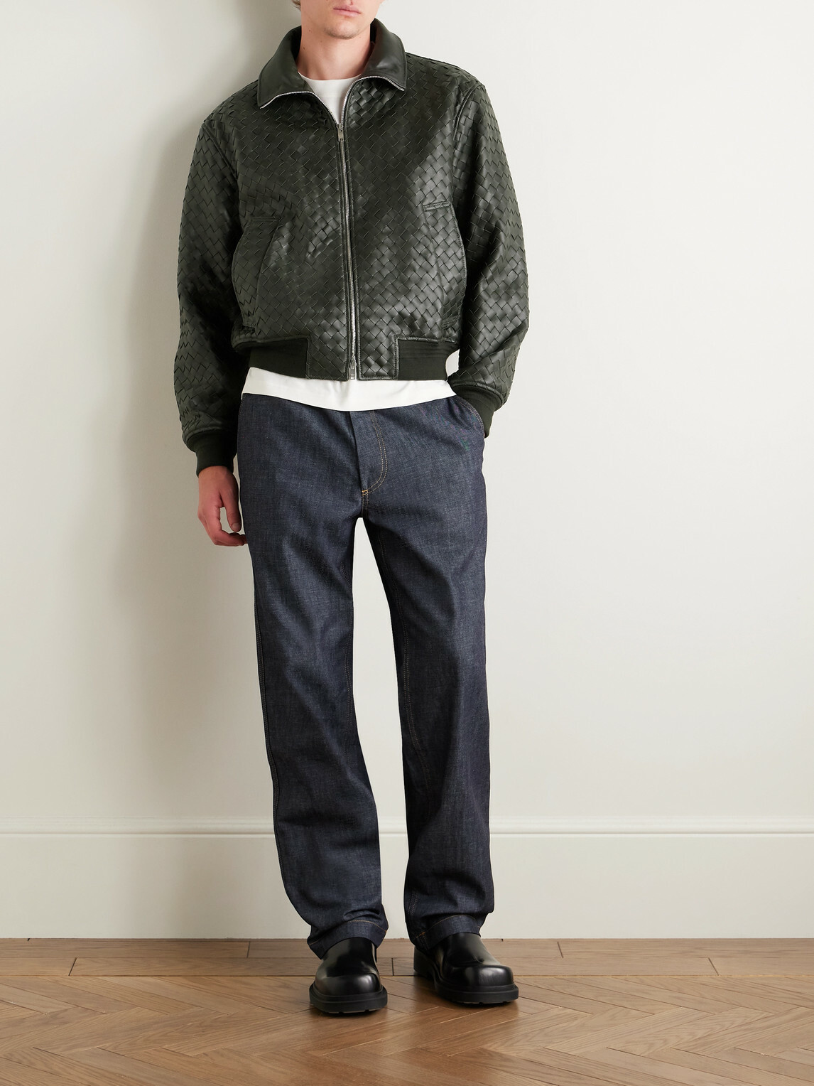 Bottega Veneta - Intrecciato Leather Blouson Jacket - Green