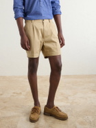 Drake's - Straight-Leg Pleated Cotton Twill Chino Shorts - Neutrals