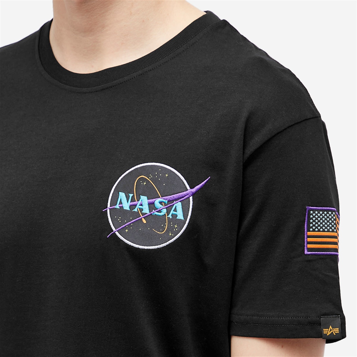 Alpha Industries Men\'s Space Black/Neon T-Shirt in Industries Shuttle Purple Alpha