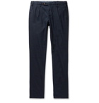 THOM SWEENEY - Tapered Pleated Linen-Blend Trousers - Blue