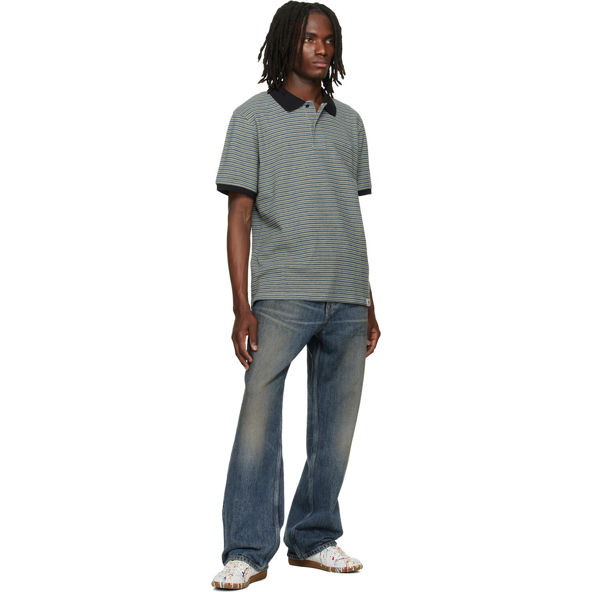 Carhartt Work In Progress Navy & Green Dion Polo