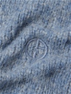 Giorgio Armani - Logo-Embroidered Brushed Alpaca-Blend Sweater - Blue