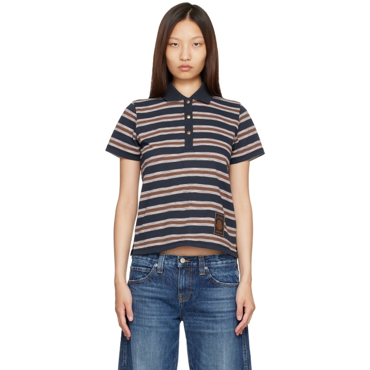 Photo: Moncler Navy Striped Cotton Polo