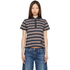 Moncler Navy Striped Cotton Polo