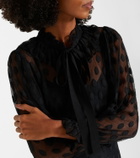 Ulla Johnson Soraya polka-dot tie-neck mesh maxi dress