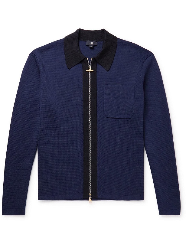 Photo: Dunhill - Colour-Block Mulberry Silk Zip-Up Cardigan - Unknown