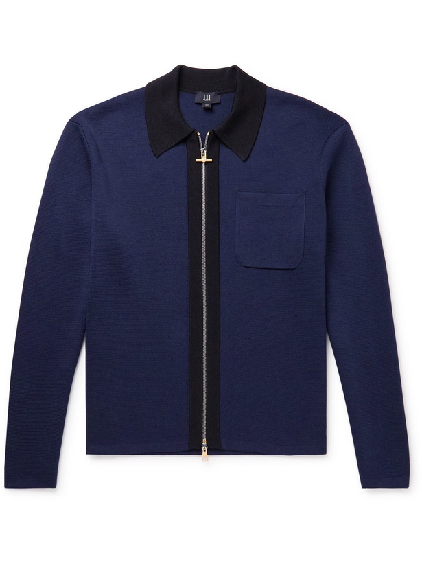 Photo: Dunhill - Colour-Block Mulberry Silk Zip-Up Cardigan - Unknown