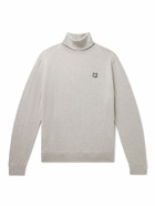 Maison Kitsuné - Logo-Appliquéd Wool Rollneck Sweater - Gray